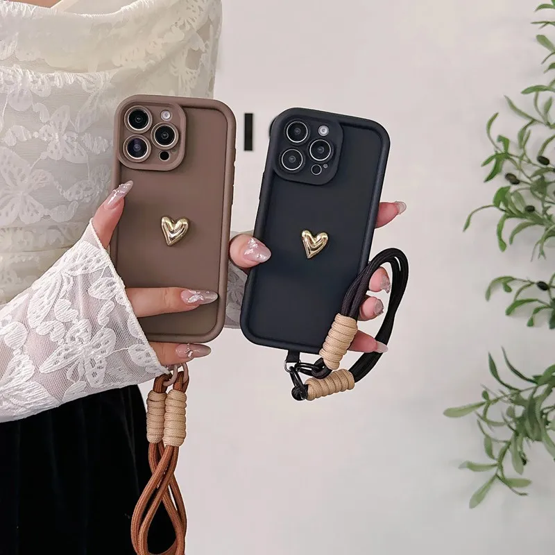 Heart Design Strap Lanyard Soft Phone Case