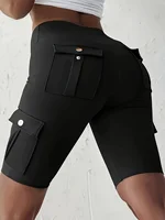 Women's Plus Size Solid Color Dry Pocket Yoga Sports Shorts - Image 2