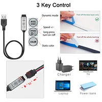 Bande lumineuse LED pour rétroéclairage TV, ruban flexible, USB, 5V, 3 touches de contrôle, décoration de fête à la maison 4