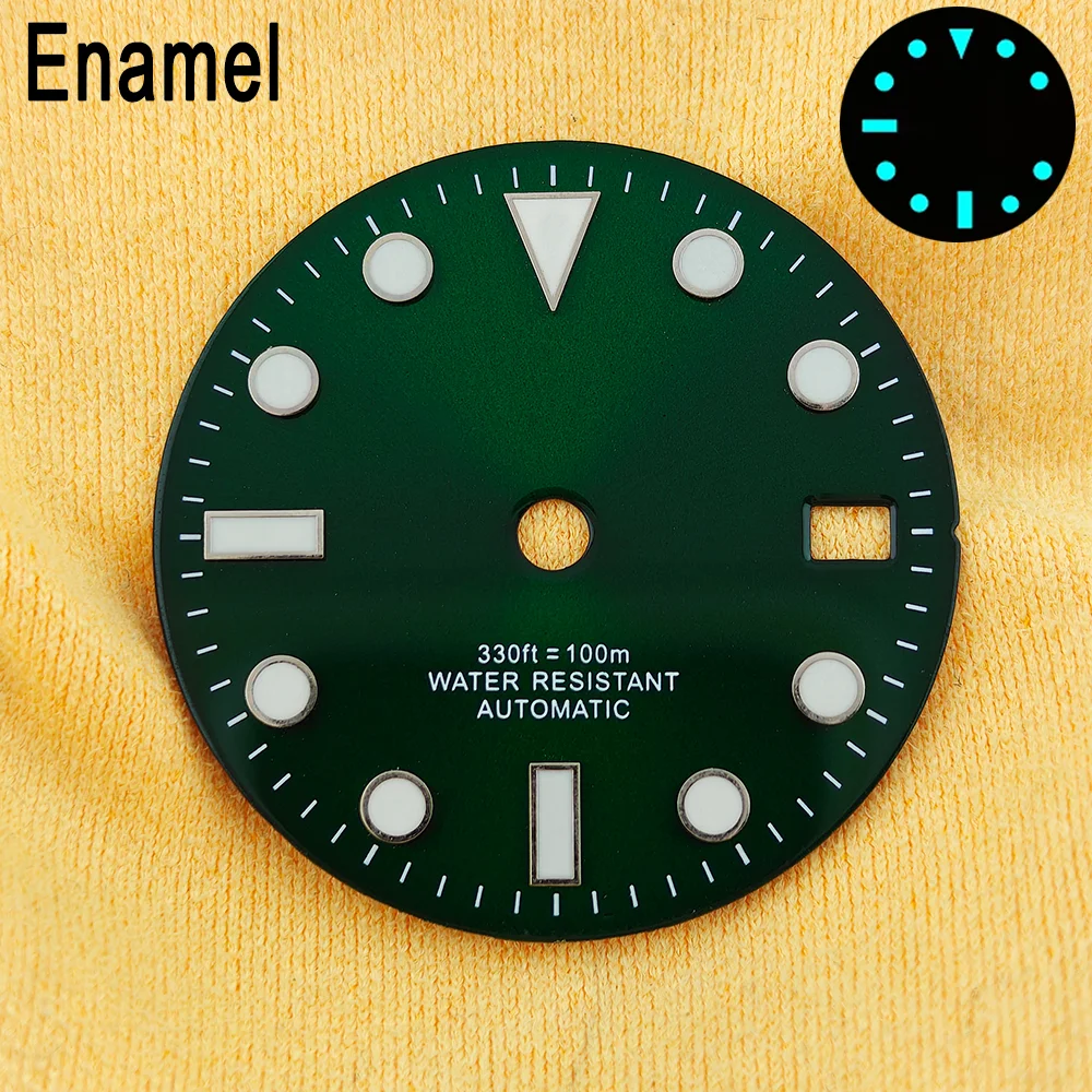 Enhanced Blue Luminous Watch Dial with Calendar - 28.5mm for Face Modification Parts