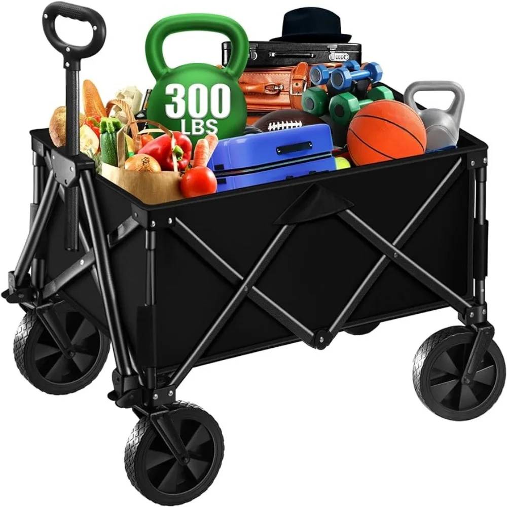 

Outdoor Garden Cart Wagon for Camping Shopping and Sports Trolley Large Capacity Heavy Duty Folding Wagon With Side Pocket Carts