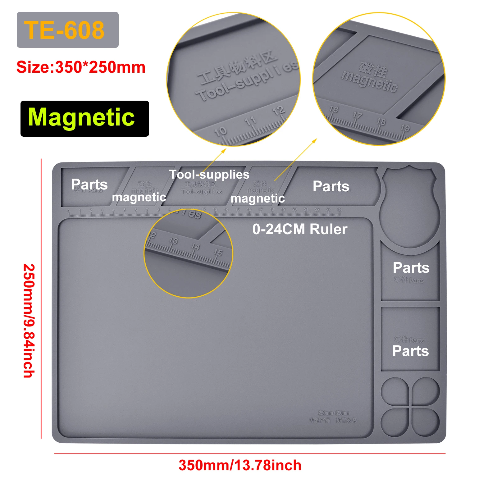 hot stapler plastic MEWACALOX Silicone Repair Mat Magnetic Soldering Mat Heat Insulation Electronics Repair for Cellphone Laptop Heat Resistant Pad soldering stations Welding Equipment