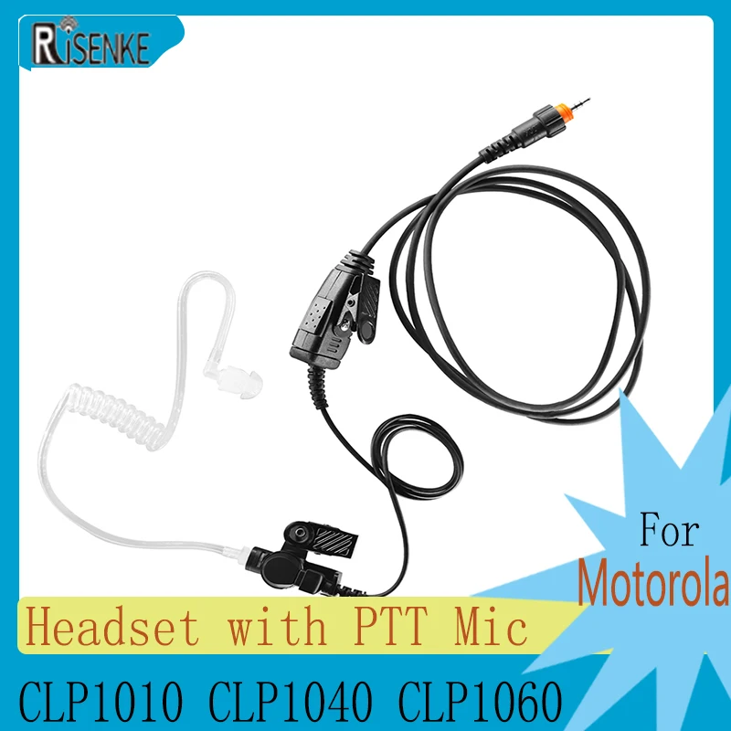 Single Wire Acoustic Tube Surveillance Headset, PTT Mic, for Motorola Radio, CLP1010, CLP1040, CLP1060, Replace HKLN4487 single wire acoustic tube surveillance earpiece escort bodyguard security headset for motorola radio clp1010 clp1040 clp1060