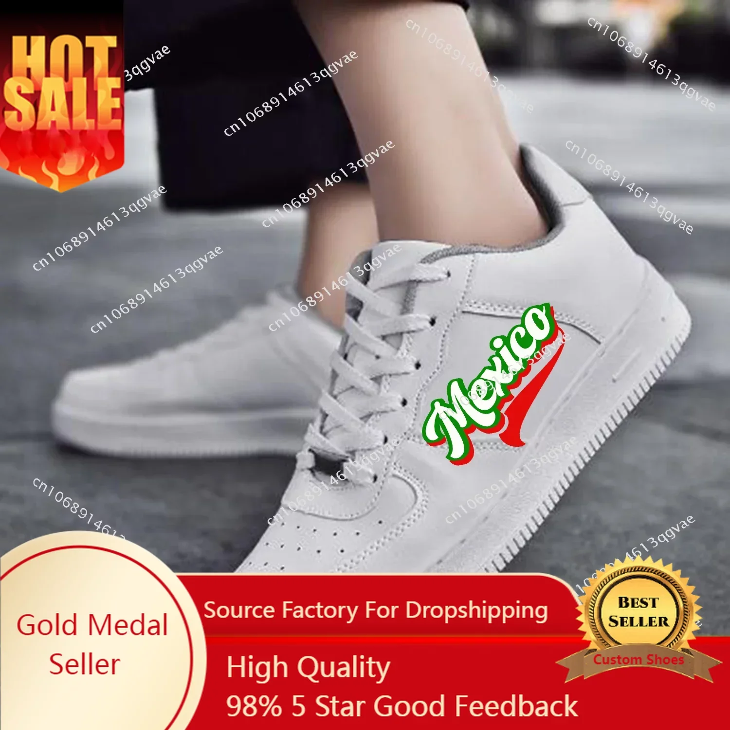 

Mexican Flag AF Basketball Mens Womens Sports Running High Quality Flats Force Sneakers Lace Up Mesh Customized Made Shoe DIY