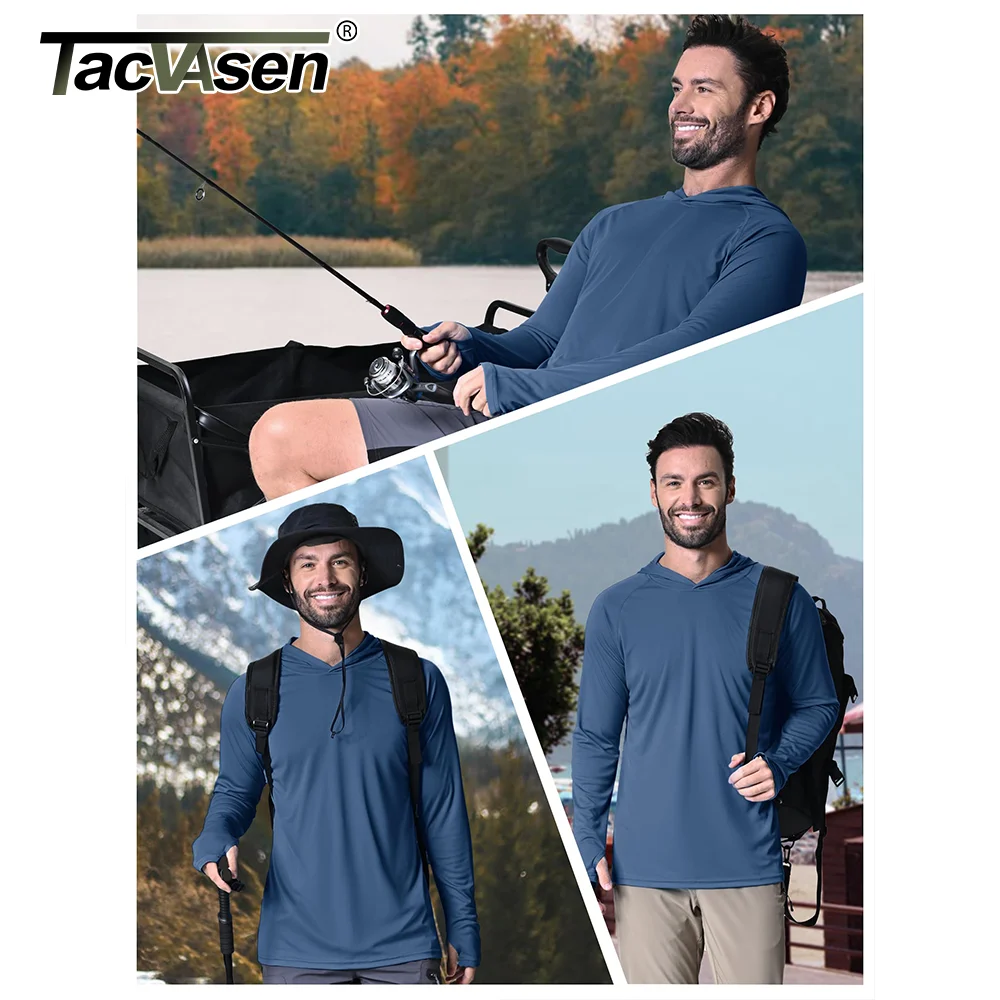 Men's UPF 50+ Sun Protection Long Sleeve Quick-Dry Hoodie