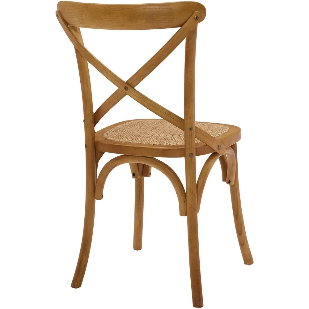 Gear Rustic Modern Farmhouse Elm Wood Rattan Dining Chair in Walnut 5