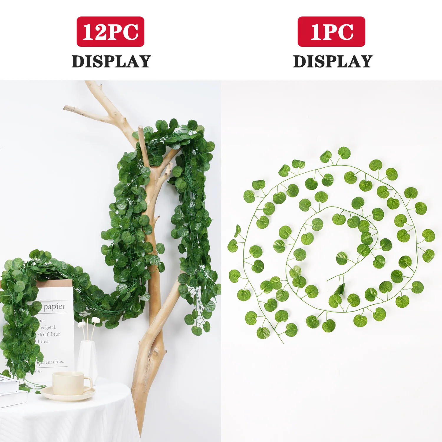 2.1M Green Ivy Leaf Hanging Vine Home Garden Decoration Artificial Garland Silk Wall Plant Wedding Party DIY Fake Wreath Leaves 5