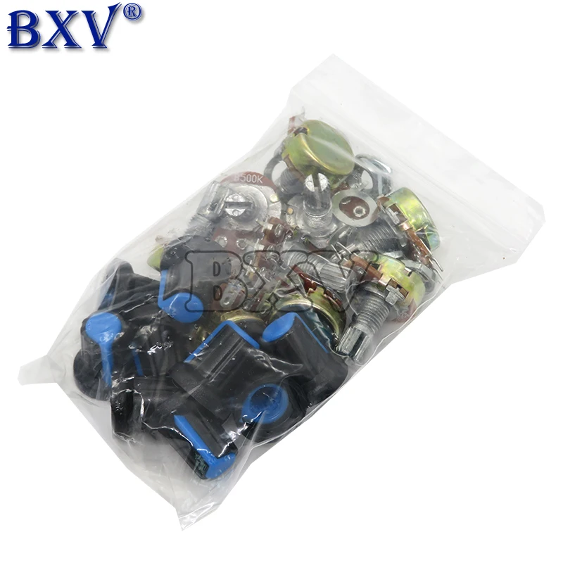 9Pcs Wh148 Potenziometro Rotativo Conico Lineare Con Tappo Manopola Blu B1K ~ B1M 1K 2K 5K B10K 20K 50K 100K 500K 1M Ohm Ag2 Nuovo