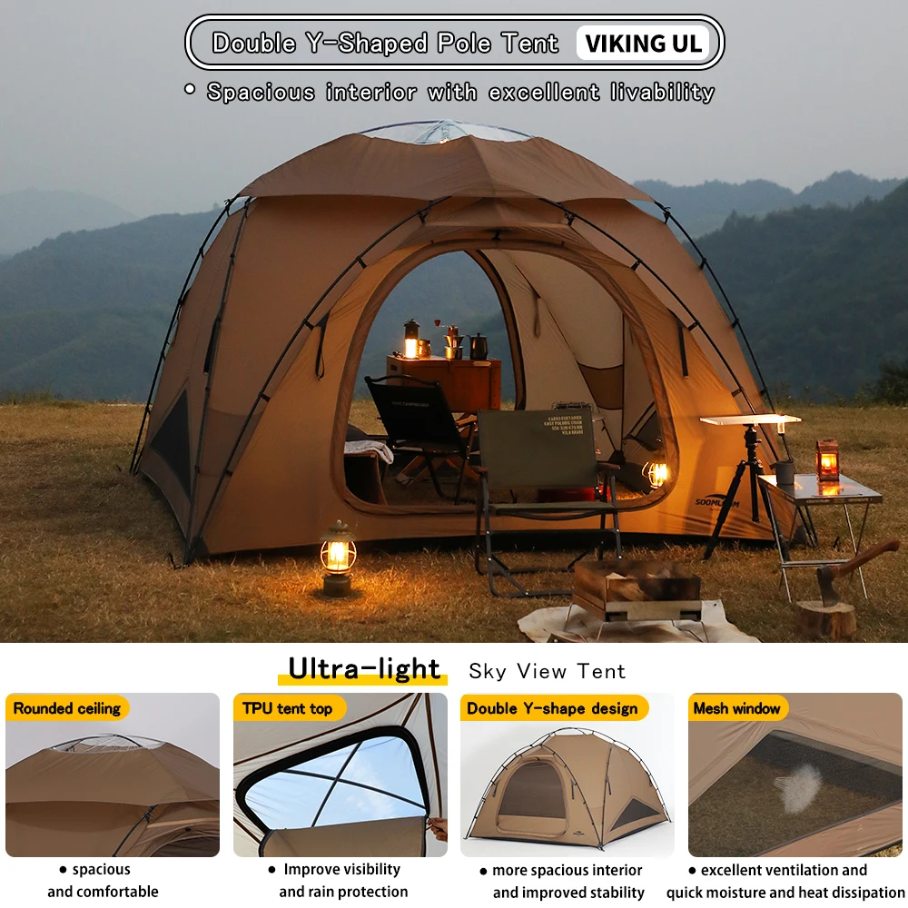 Soomloom ダブルY字型ポール軽量テント VIKING UL 40D SoomloomダブルY字型ポール軽量テントVIKING UL 40D NYLONナイロン