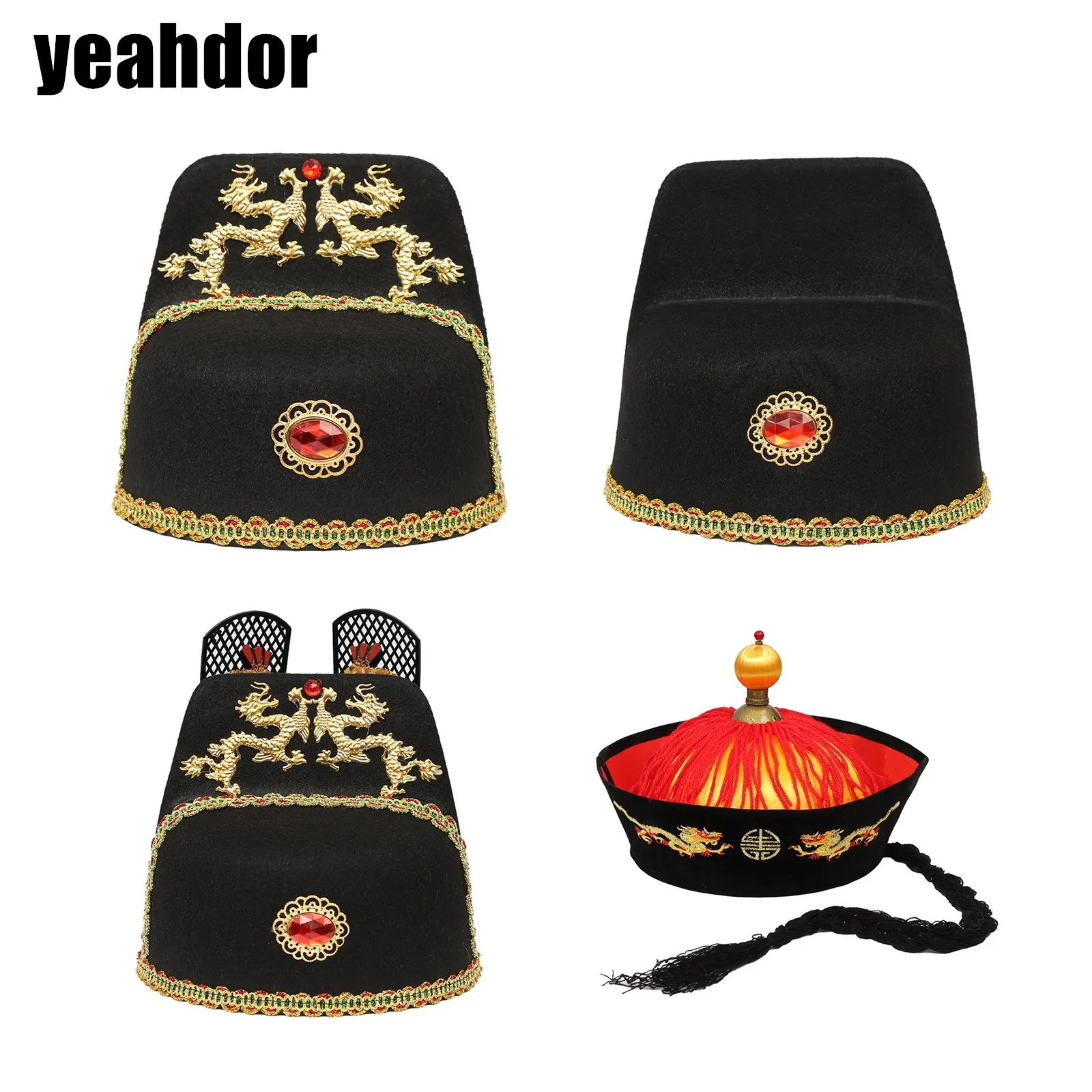 Adult Children Ancient Chinese King Hat Cap Royal Emperor Hat Costume Accessory Props for Cosplay Stage Performance Themed Party cosplay hat cosplay prop accessories