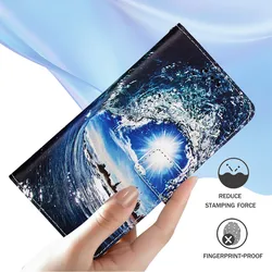 Luxury 3D Embossed Leather Flip Case - Tiger Design for Blackview Shark 8 (Waves and sun)