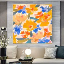 

Modern Painting Decor Home Abstract Pure Hand Painted Oil Painting Beautiful Floral Wall Painting yellow texture art painting