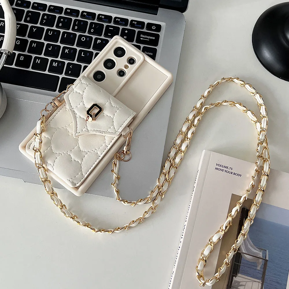 Luxury Crossbody Card Holder Wallet Case with Chain Strap