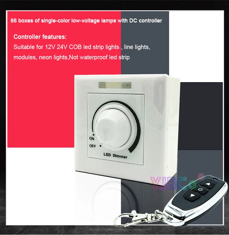 Description Picture 4 of itemSingle color led strip dimmer 12V 24V 20A PWM digital stepless Knob dimming monochrome COB light tape dimmer neon lights switch