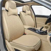 Flax Car Seat Cover Breathable Comfortable Summer Linen Seat Cushion Protector With Storage Bag Auto Interior Mat Universal Size 1