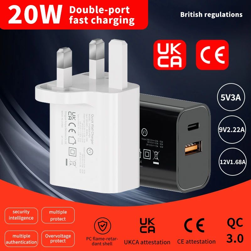 QuickChargePD20WQC30FastChargingDualPortChargerForMobile