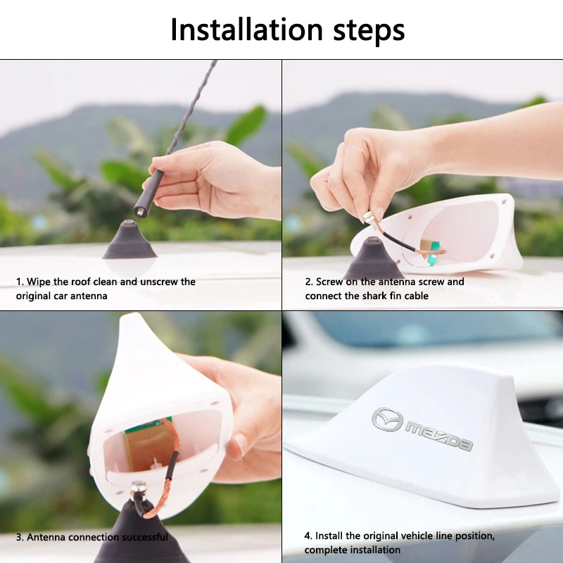 마쓰다 로고 CX-5 CX-3 CX-9 CX-7 악셀라 RX7 MX5 CX9 아텐자용 차량 루프탑 장착 상어 지느러미 모양 안테나 라디오 신호 안테나