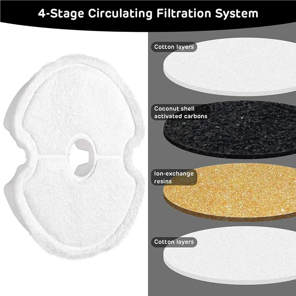 

4Pcs Pet Water Fountain Filter Portable Replacement Reusable Flower Shape Feeder Filters Filtering Tool Accessories