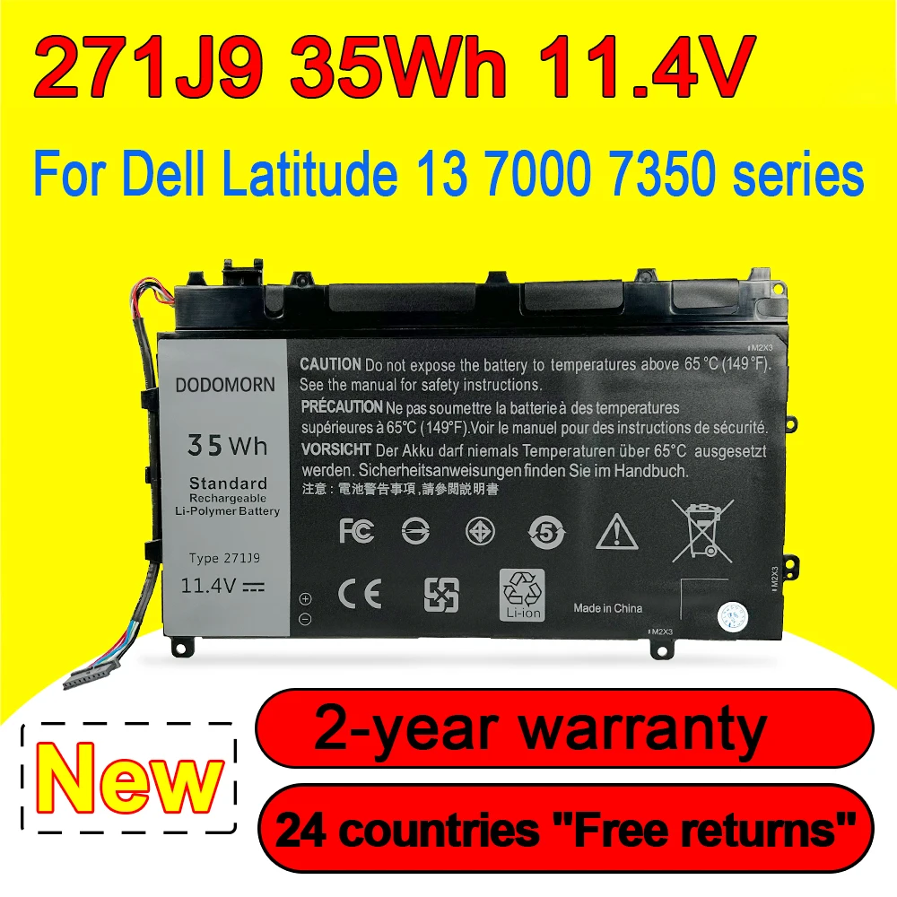 

271J9 Battery For DELL Latitude 13 7000 7350 GWV47 0GWV47 YX81V Laptop 11.1V 30WH 2700mAh 100% NEW High Quality