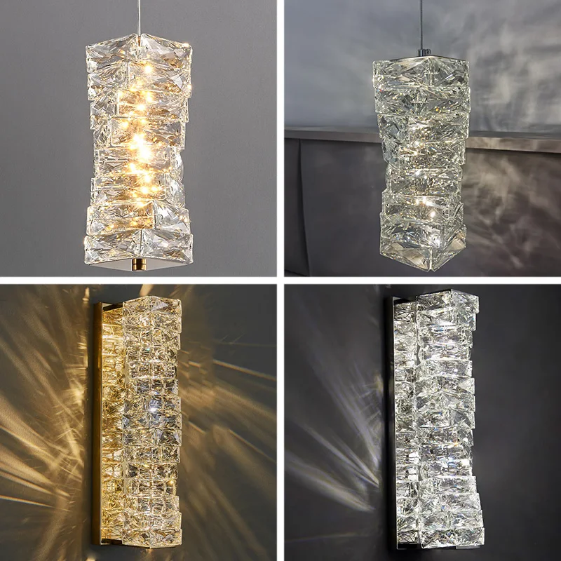 Moderne Kristallen Wandlamp Schans, E27 Gouden Kristallen Wandlamp