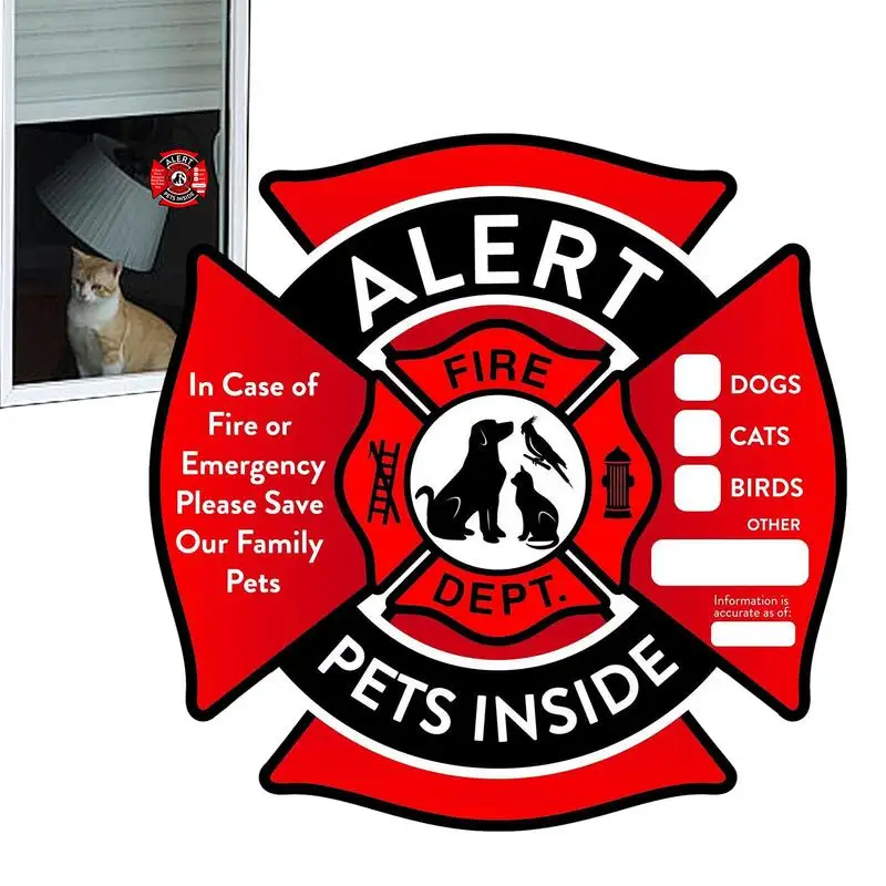 Pet Inside Sticker Save Our Pets Finder Window Stickers No Adhesive Pet Alert Safety Fire Rescue Sticker UV Fade Resistant Decal