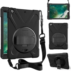 Heavy Duty Shockproof Kids Tablet Case with Kickstand, Handle, and Shoulder Strap - Pro12.9 6th Gen 2022 (Black)