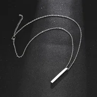 Fashion Rectangle Pendant Necklace Men Collar Trendy Stainless Steel Cuban Chain Necklace For Men Jewelry Gift collar hombre - Image 4