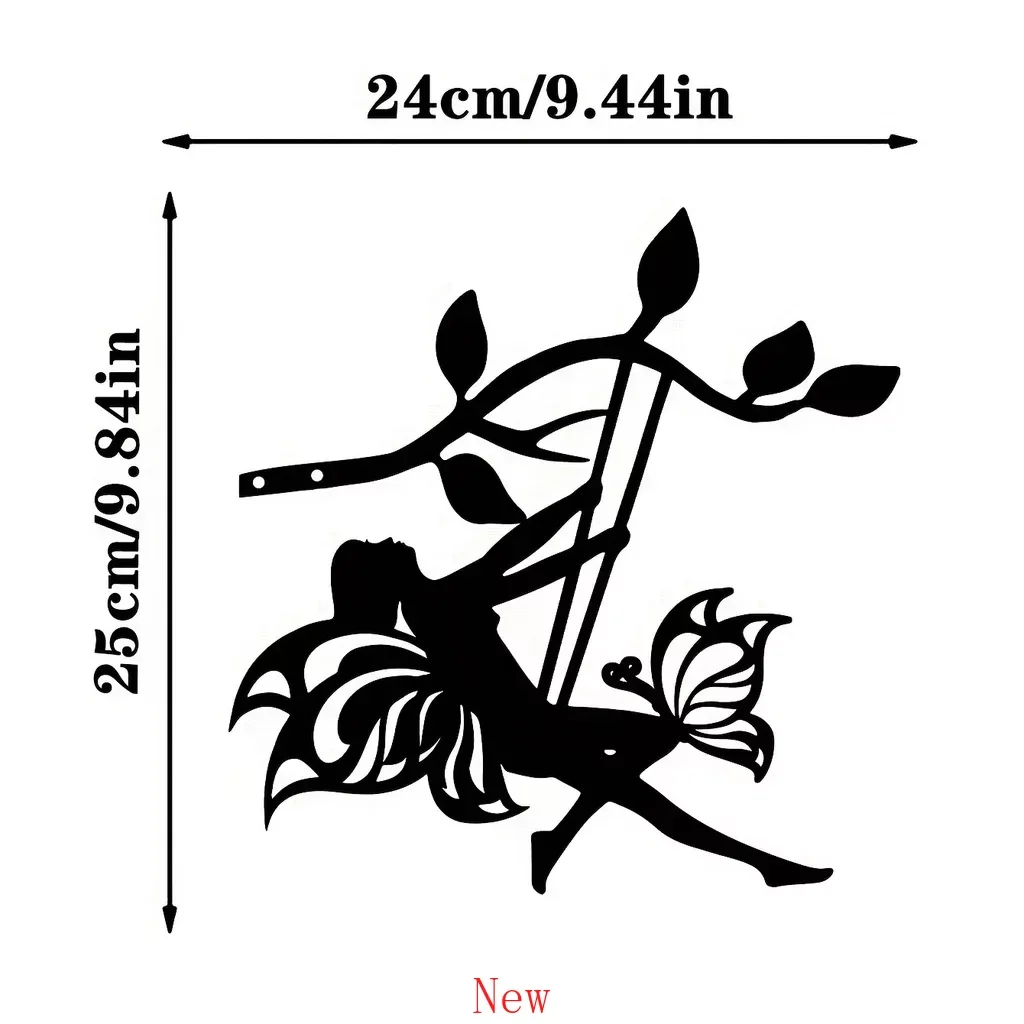 

1pc Swing Elf on Branch Steel Silhouette Metal Wall Hanging Art Birthday Gift Housewarming Gifts & Outdoor Decoration wall deco