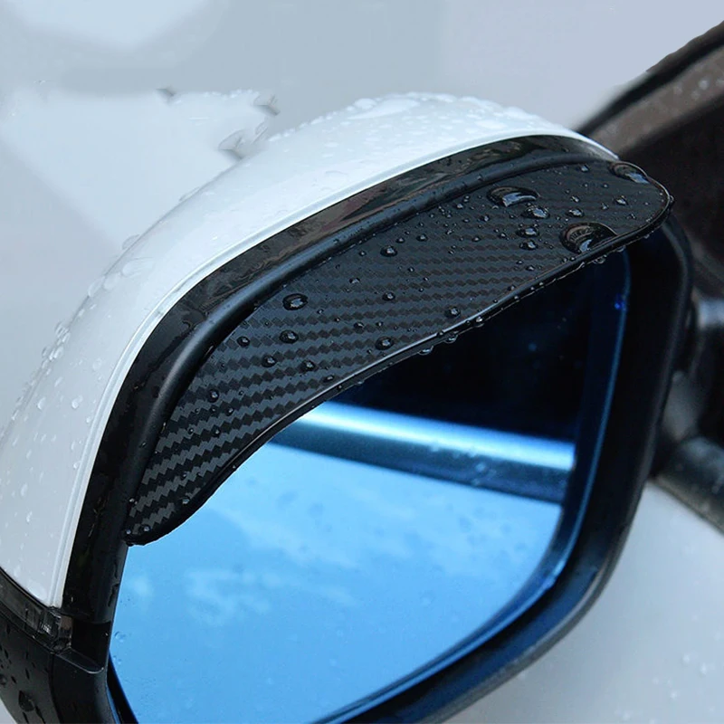 Rearview Mirror Rain Shield 2pcs Universal Carbon Fiber Rear View Side Mirror Eyebrow Cover