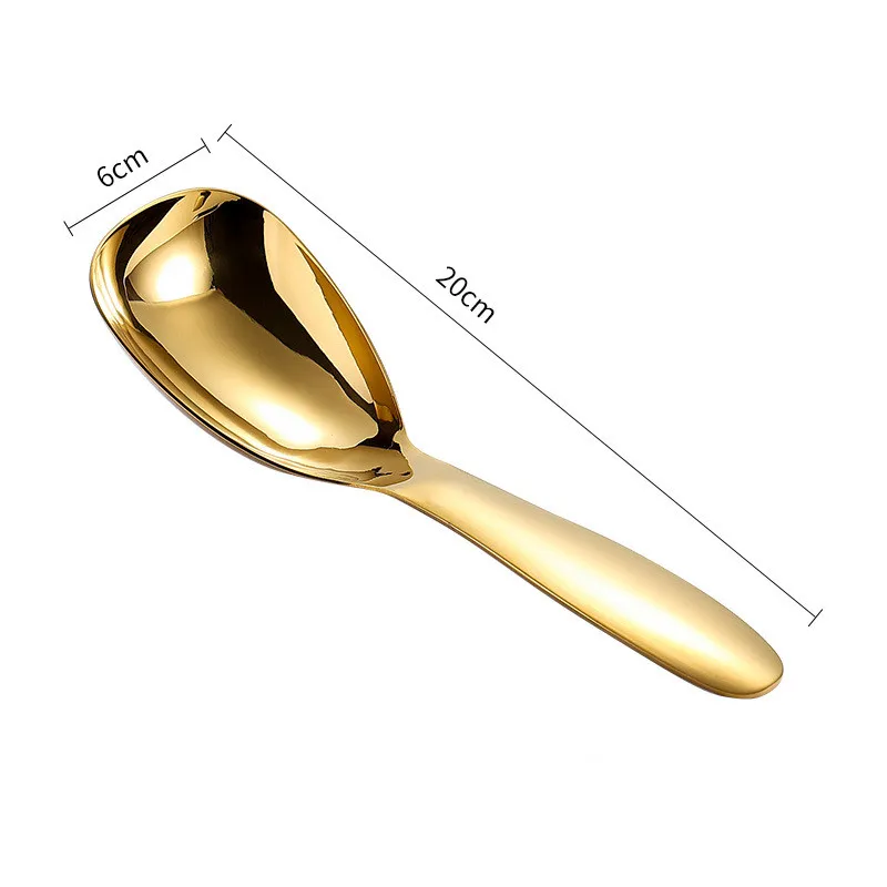 304 Stainless Steel Large Capacity Polished Deepen Tableware Soup Spoons Silver Golden Mirror Home Kitchen Flatware for Rice