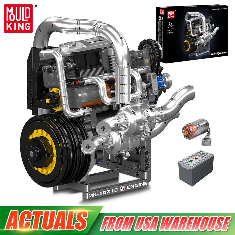 Mould King 10215 The Supercar Engine Building Block Assembly Sport Car Engine Brick Set Technical Car Toys Kids Christmas Gift