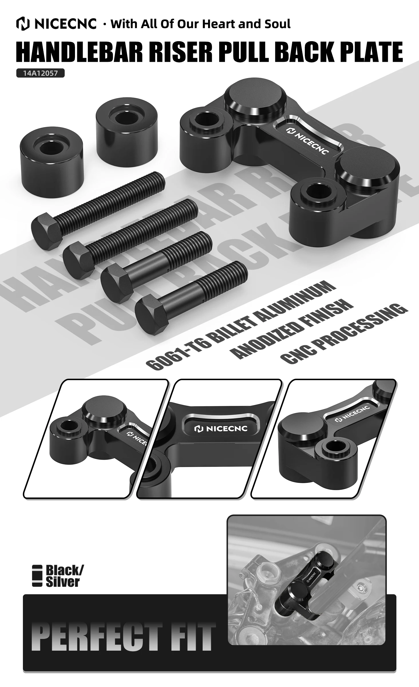 NICECNC Lenkererhöhung, Rückzugsverlagerungshalterung für Harley Low Rider S FXLRS 117 22–24 Low Rider S 114 20–21, Low Rider 18–20 – Detail 1