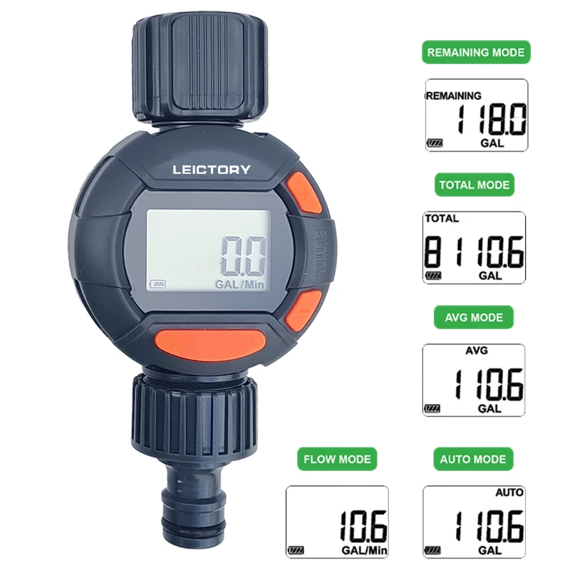 Digital Water Flow Meter Gauge For Outdoor Garden Hose Watering