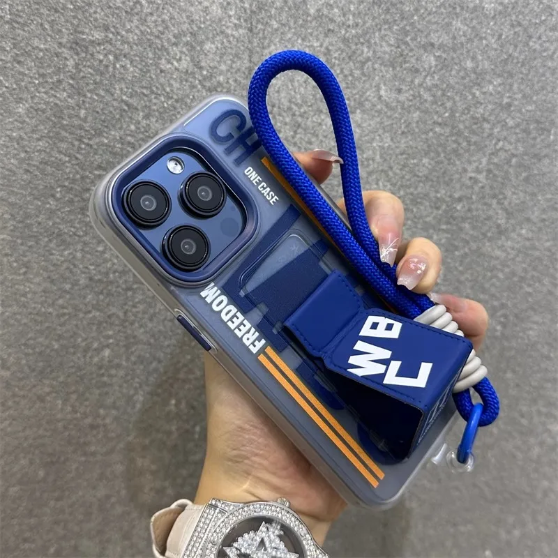 Luxury Fashion Soft Silicone Phone Case with Lanyard Holder and Wrist Strap