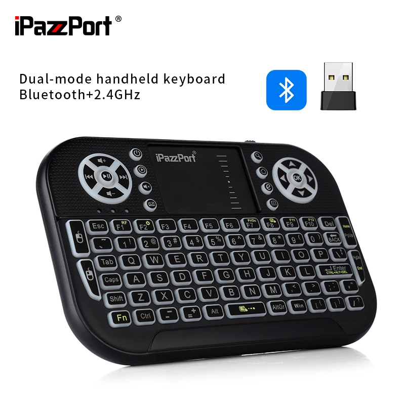 Ipazzport (Aggiornamento) Mini Tastiera Bluetooth Con Mouse Touchpad 2.4G Per/Pc/Smart Tv/Laptop/Mac/Android Tv Box Kp-810-21Sa