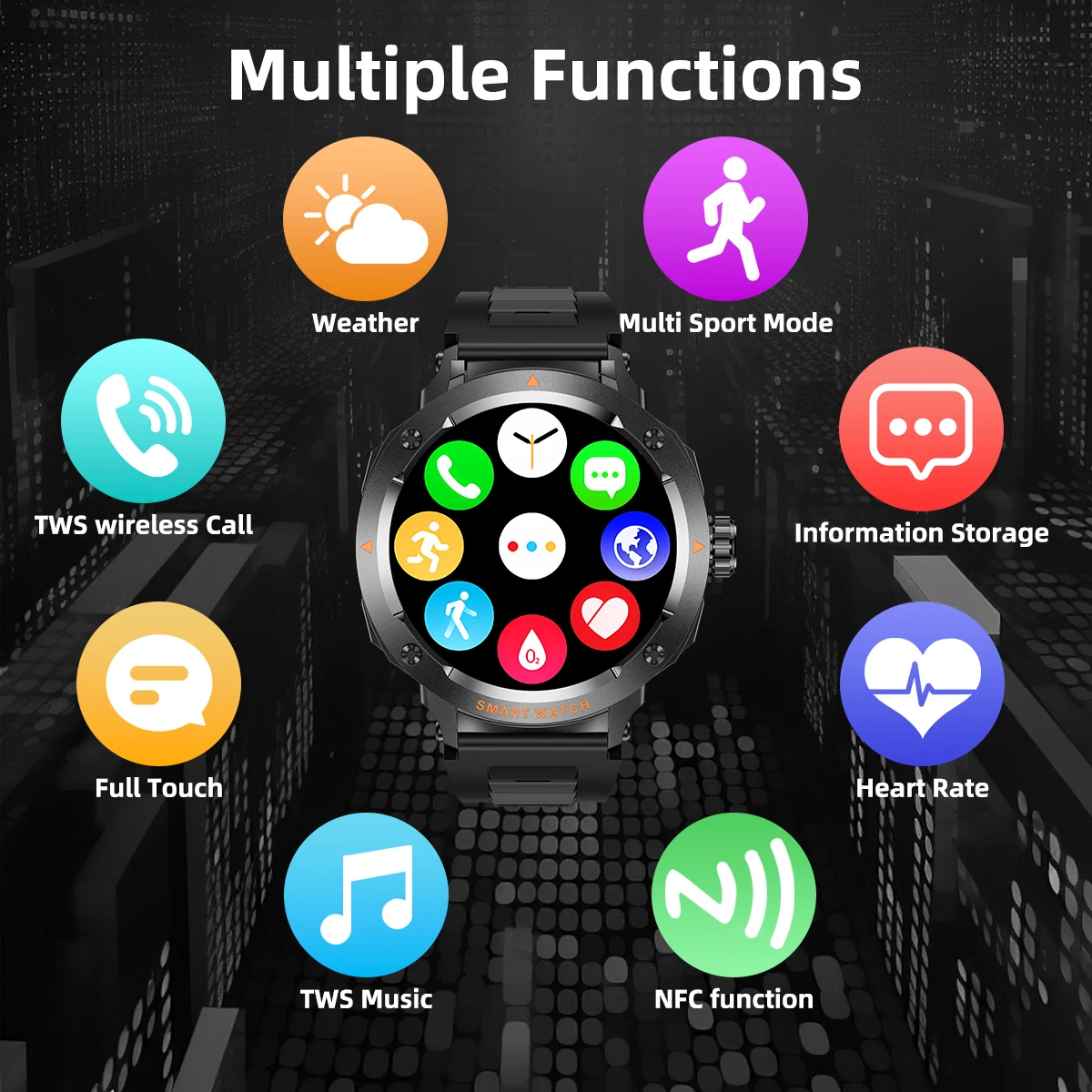 LIGE NFC Smart Watch with Headphones TWS 2-In-1 Bluetooth Call Smartwatch Earbud Heart Rate Monitor Listen to Music Smartwatches