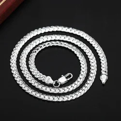 18K Gold Sterling Silver 6mm Sideways Necklace - Elegant Fashion Jewelry for Weddings and Engagements (Silver)