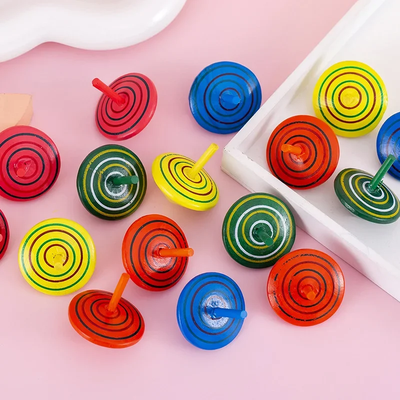 Wooden Rainbow Spinning Top Tabletop Decompression Toys High Quality Kids Birthday Party Favors Boys and Girls Fun Classic Gifts