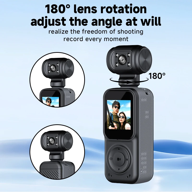 WiFi 기능이 있는 휴대용 스포츠 카메라, 1.5인치 IPS 화면, 130도 광각 렌즈, 180도 회전 가능, TF 카드 옵션 포함