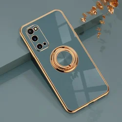 Luxury Plating Silicone Case with Ring Holder - Premium Protection and Style for Samsung S22 Plus (GRAY)