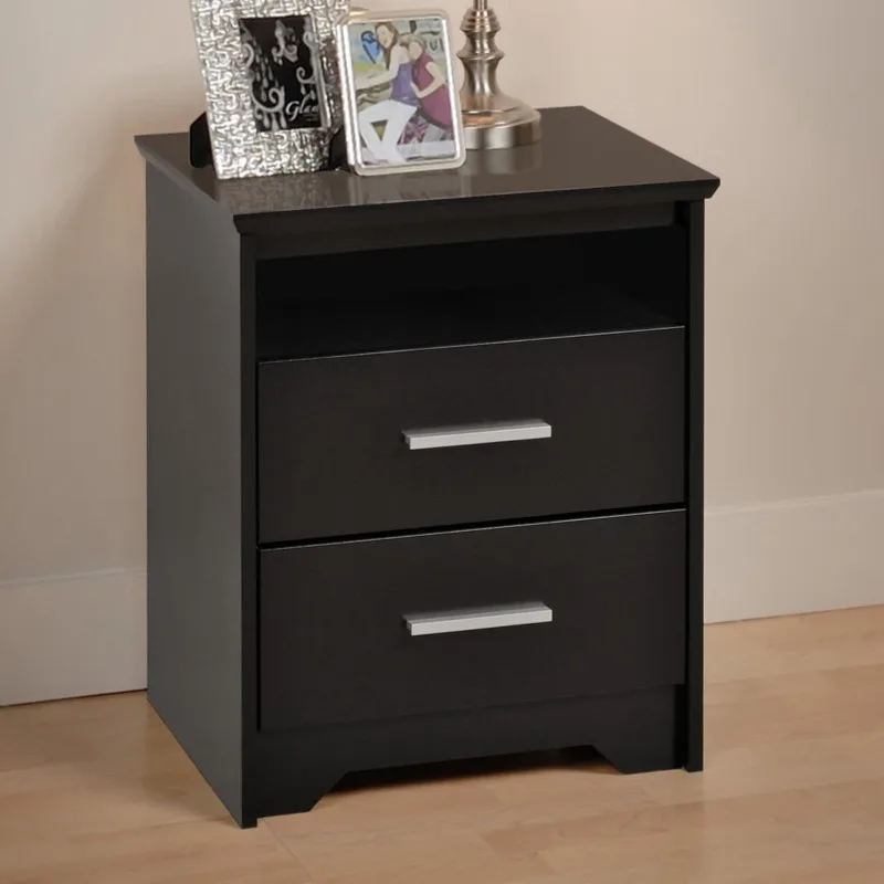 

Coal Harbor Modern Tall Bdedroom Nightstand with Open Shelf, 2-Drawers, Black