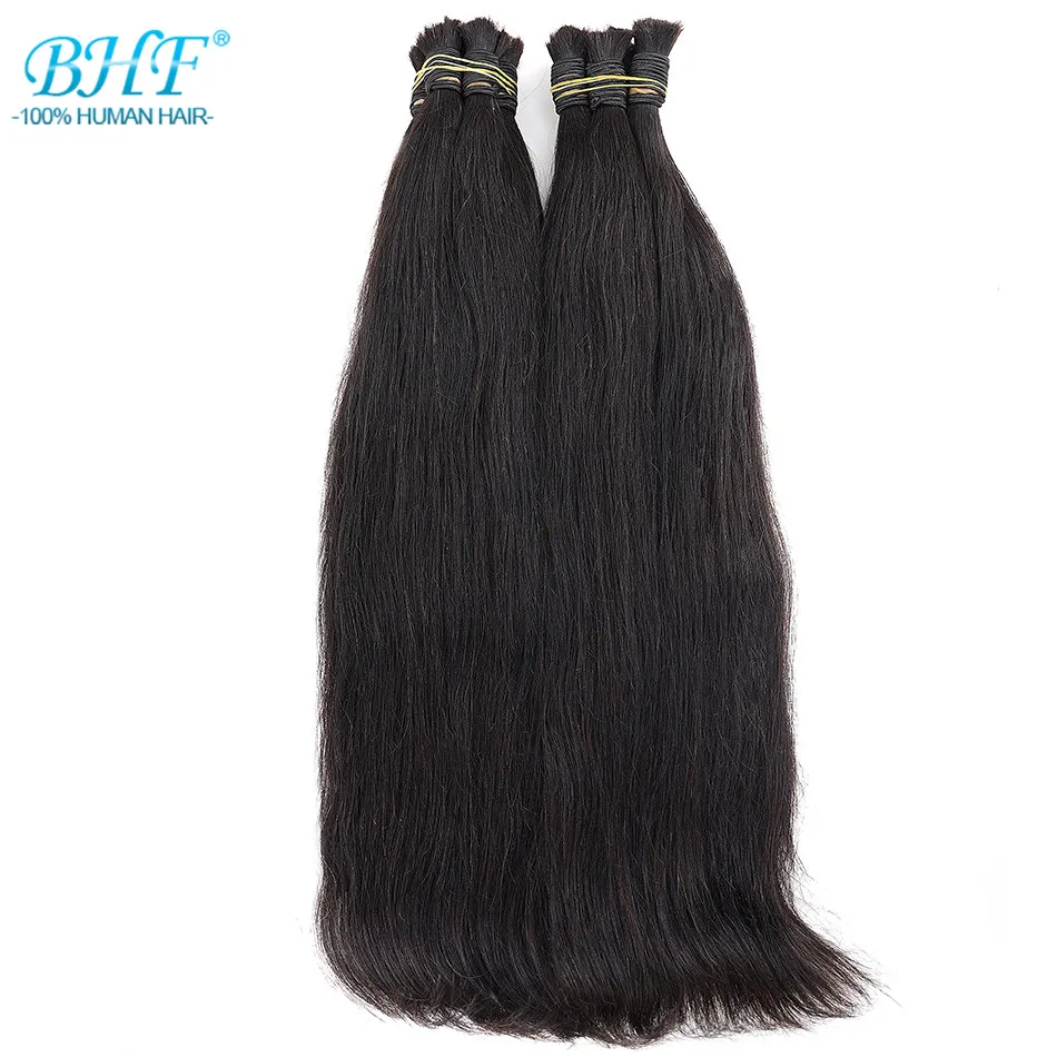BHF Human Braiding Hair 100% Natural Human Hair Bulk No Weft Unprocessed Remy Indian Bulk For Braiding Wet And Wavy