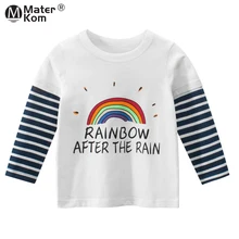 

Spring Girl Casual Striped Cotton Tees Cartoon Printing T Shirts Children Clothes Long Sleeve Letter Tops Clothing for Kids 2-7y