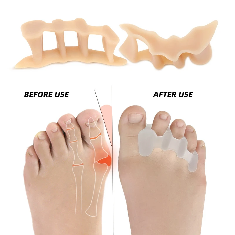 

6pieces=3pairs Gel Orthotics Three-Holes Hammer Toes Silicone Separators Foot Care Tool Hallux Valgus Thumb Bunions Corrector