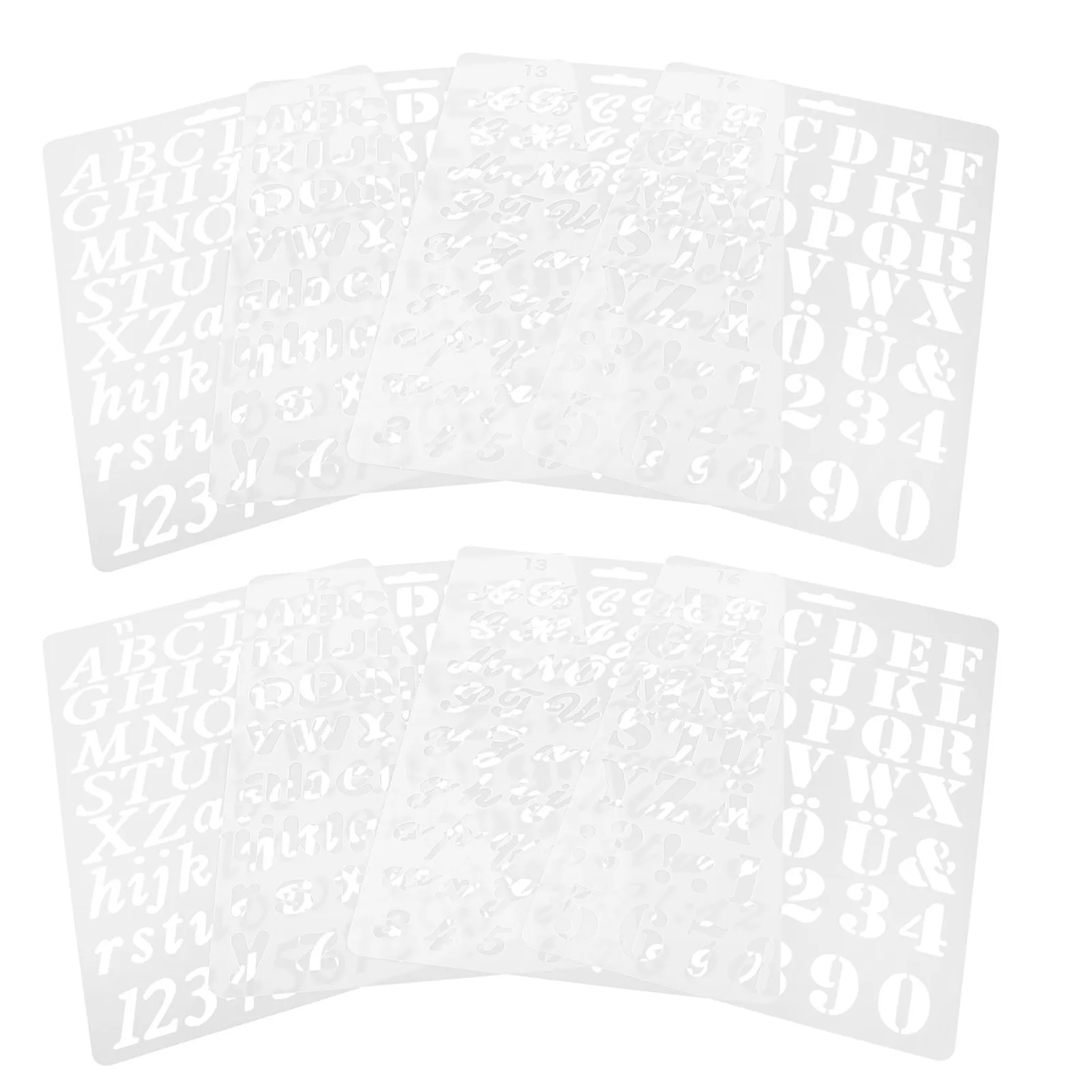 8Pcs 문자 숫자 스텐실 알파벳 스텐실 공예 DIY 프로젝트 학교 예술을위한 대형 재사용 가능한 페인팅 스텐실