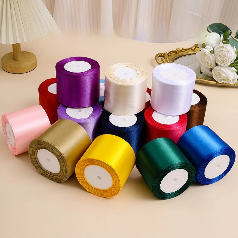 (25야드/롤) 8cm 새틴 리본 선물 포장 크리스마스 웨딩 파티 장식 공예 리본 DIY 의류 바느질 액세서리