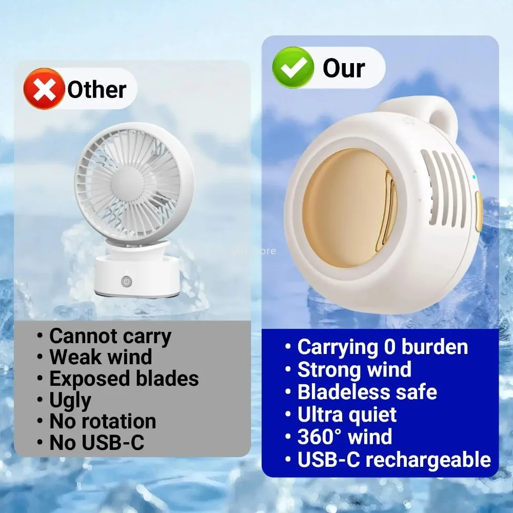 Portabl Clip On Mini Bladlss Silnt Elctric Waist Shirt Fan 3 Spd Adjustabl For Outdoor Camping Travl Cooling_voghion.com