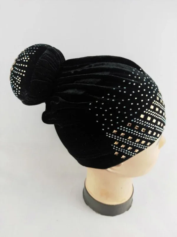 Diamond Turban for African Women Velvet Chemo Cap Muslim Hijab Inner Hair Cover Hats Scarf Wrap Islamic Headscarf Beanie 5
