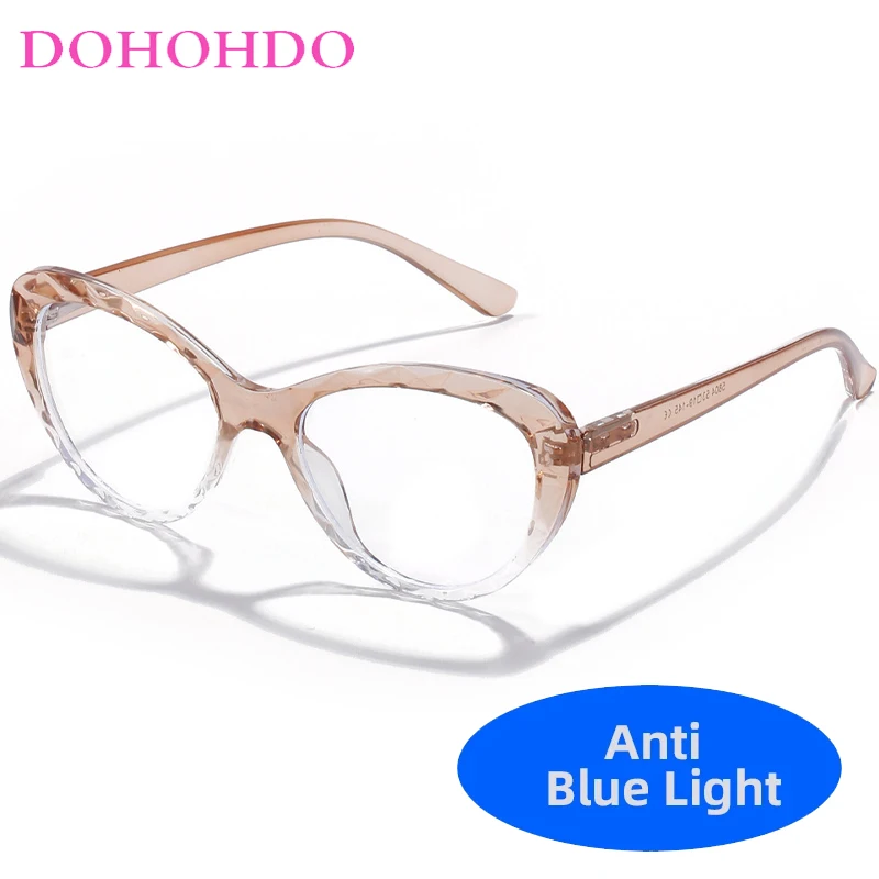 

DOHOHDO 2024 Fashion Cat Eye Anti Blue Ray Men Glasses With Transparent Male Glasses Frame Anti Radiation Women Computer Goggle