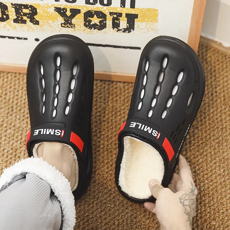 Cotton Slippers Warm Slippers Men Winter Indoor Bedroom EVA Fluff Slides Plush Clogs 38-45